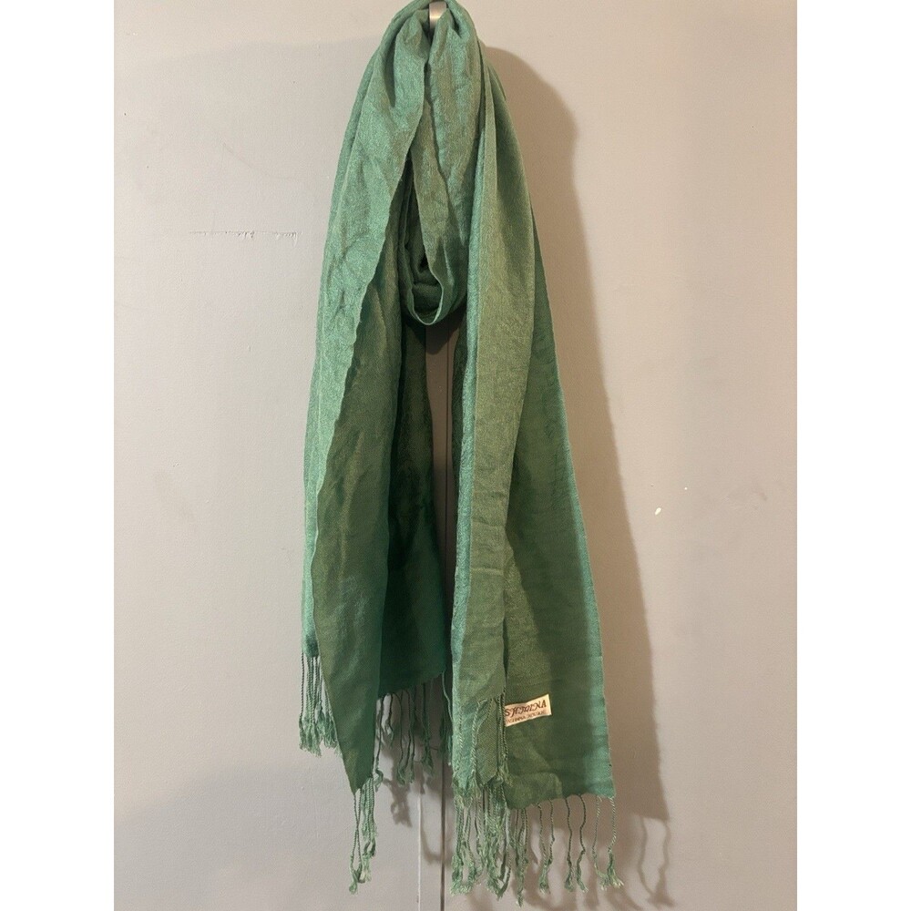 Vintage Pashmina 70% Pashmina 30% Silk Gray Fringe Rectangle Scarf for Women